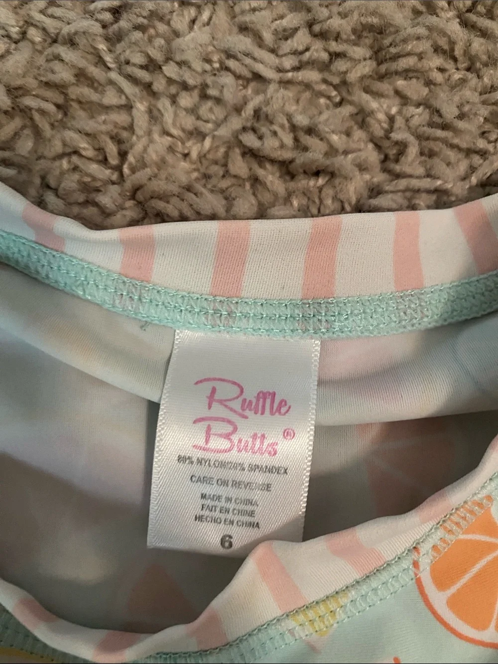 Girls' Long Sleeve Citrus Print Swim Shirt  - Pastel Pink & Mint Rashguard